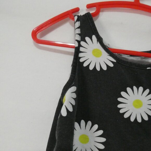 Black Floral Cotton Summer Dress P2P 10.5 inches measured Not Lined - Picture 3 of 14